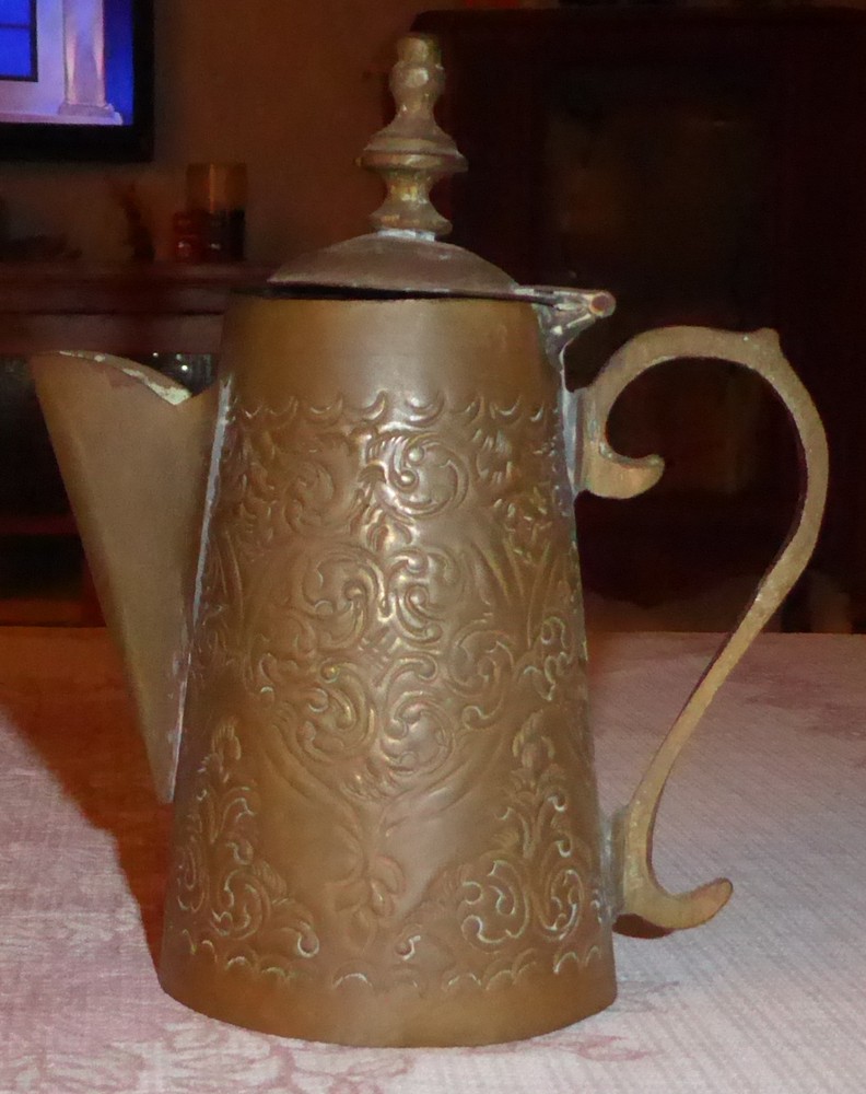 Vintage Small Handmade Brass Coffee Pot