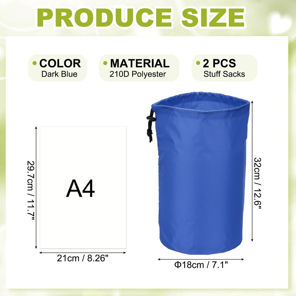 Drawstring Bag, Storage Bags, 7x13" & 2Pcs & Dark Blue