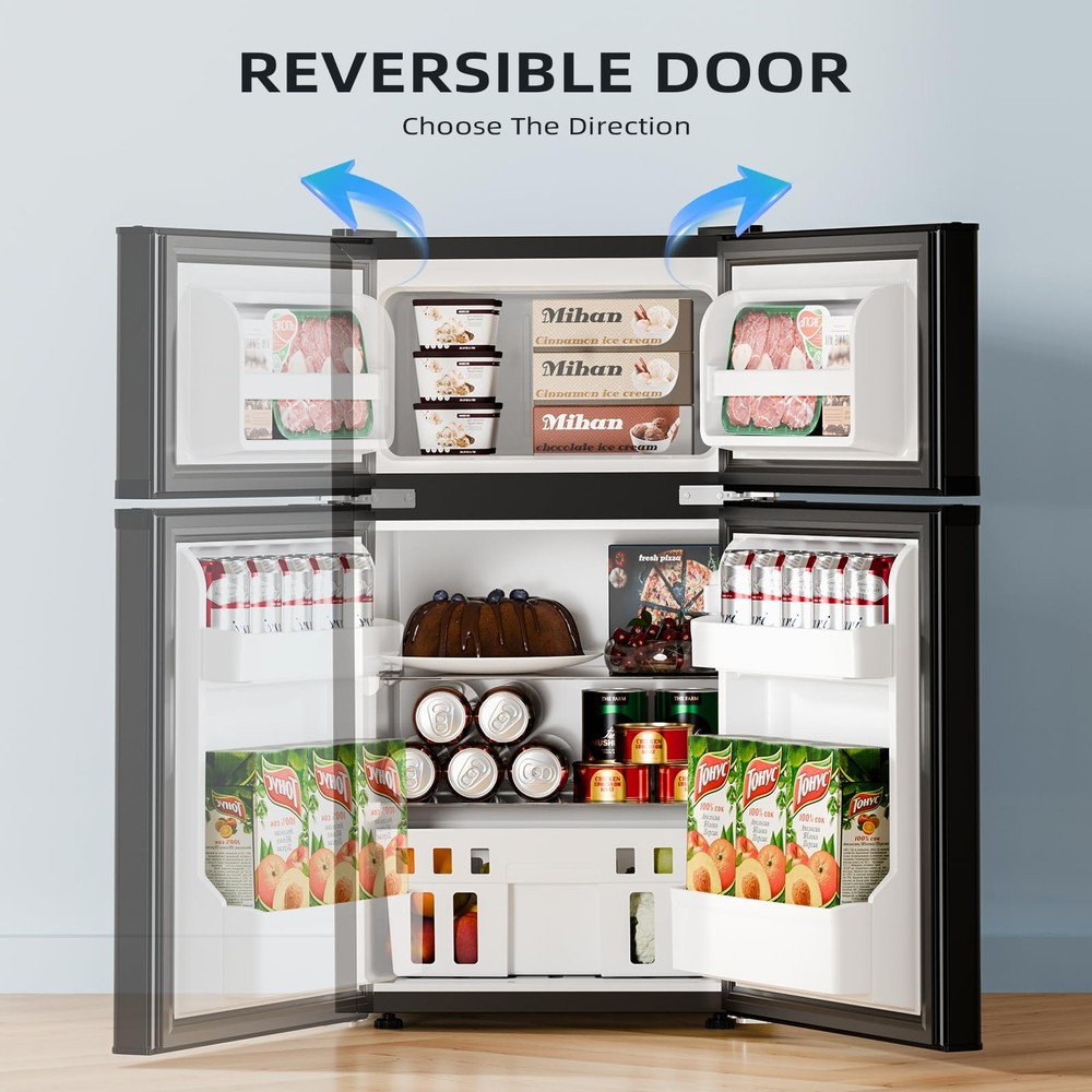 3.2 Cu.Ft,Mini Refrigerator with Freezer,Double Door Mini Fridge,Compact Refr...