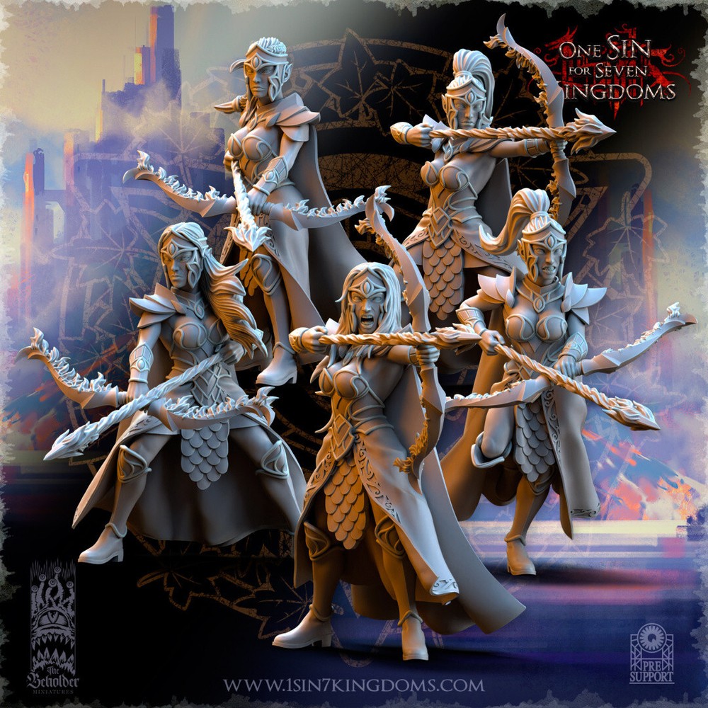 Elf Sisterhood Fire Archers | The Beholder Miniatures |
