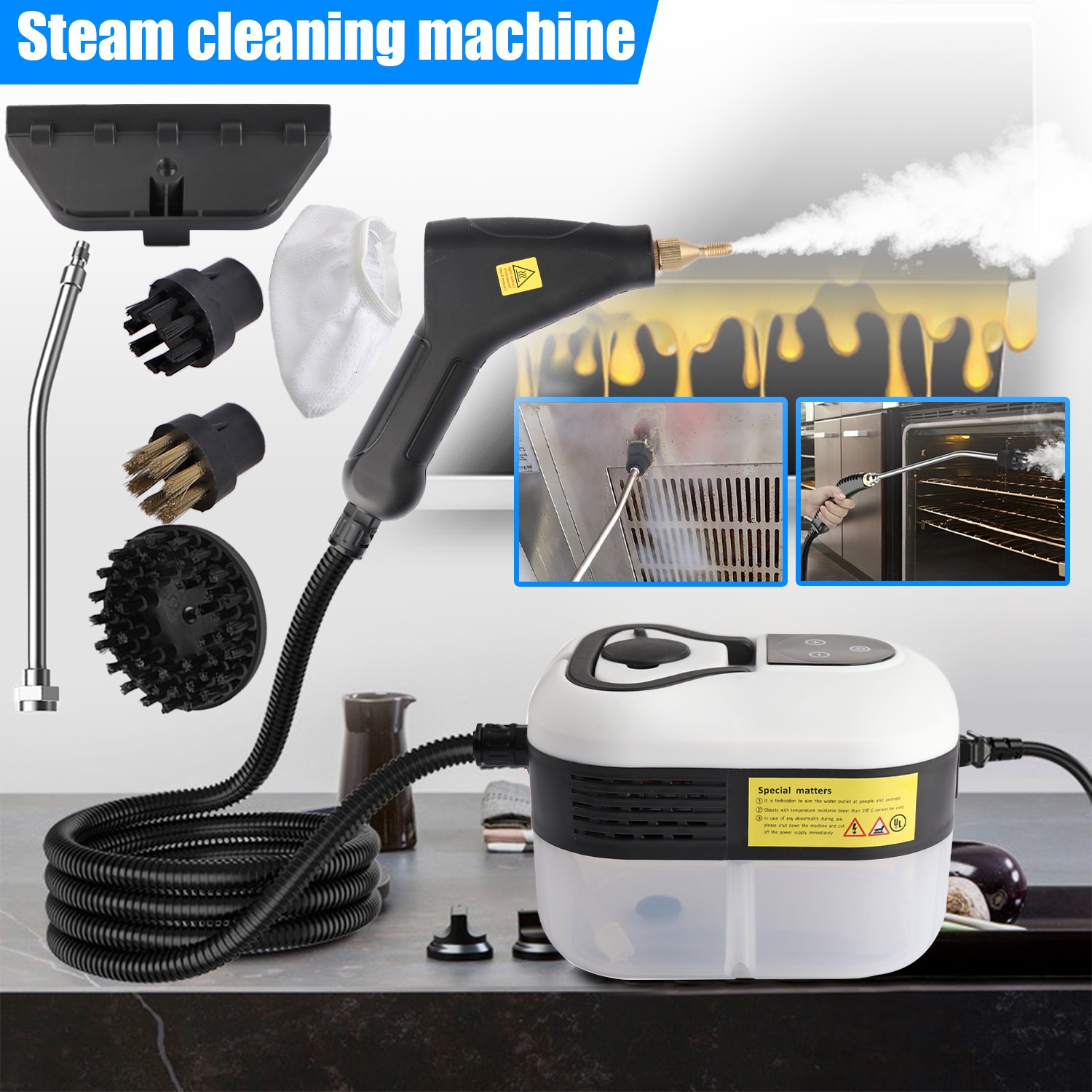 1500W High Pressure Steam Cleaner Household Car Deep Powerful Cleaning Tool