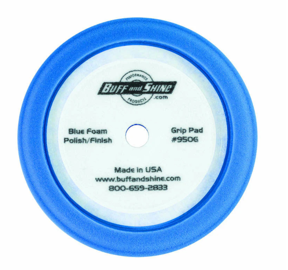 Buff & Shine 9" Hook & Loop Contoured Edge Foam Polishing & Buffing Pad - Blue