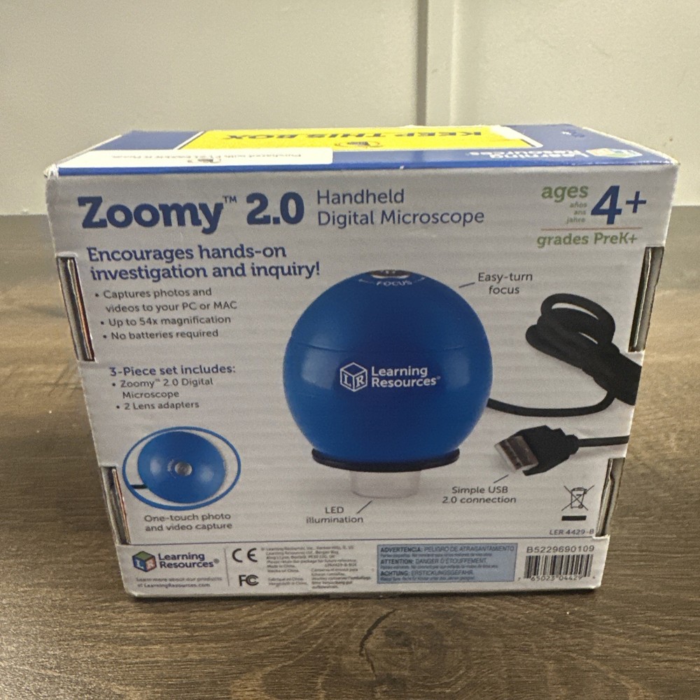 Learning Resources Zoomy 2.0 Handheld Digital Microscope STEM 54X Mag A5