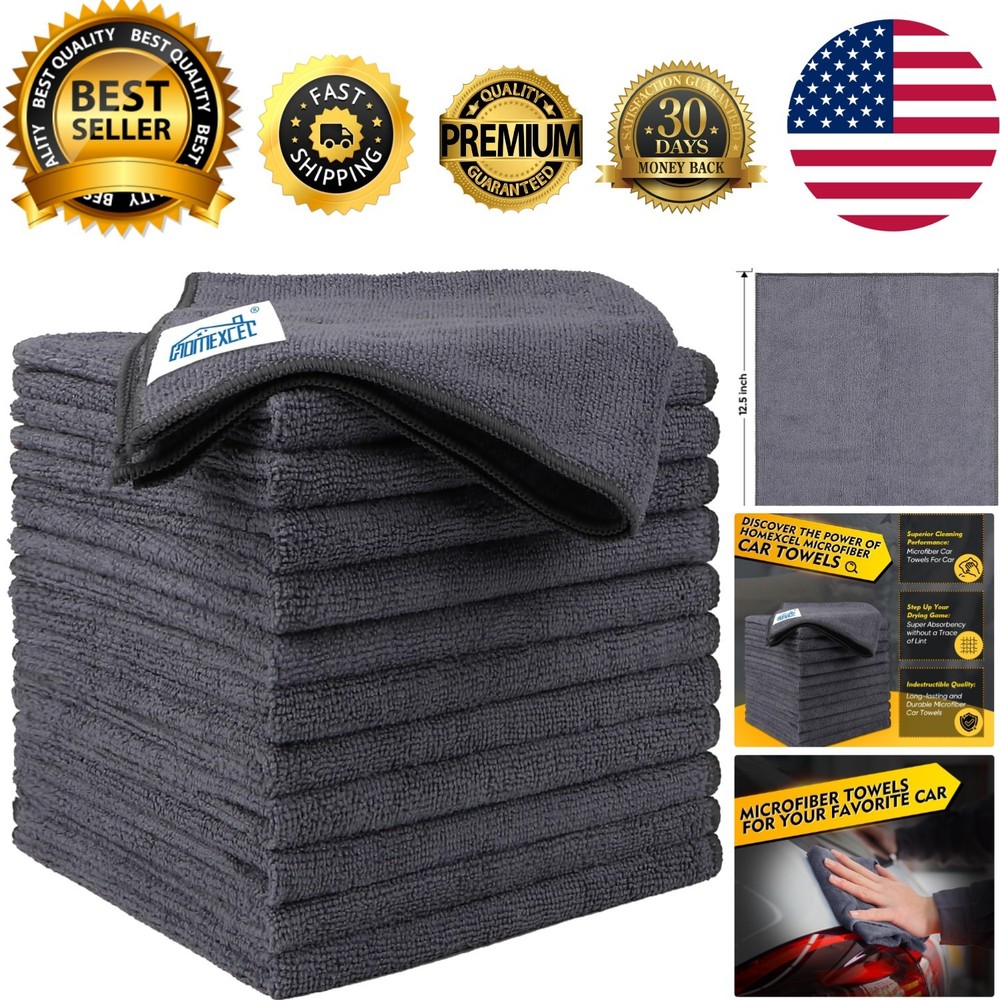 12 Pack Machine Washable Microfiber Cloths - Ultra Absorbent & Durable 12.5”