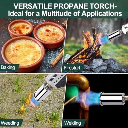 Semlos Propane Torch Head, Powerful Flame Thrower Gun, Adjustable Charcoal Li...