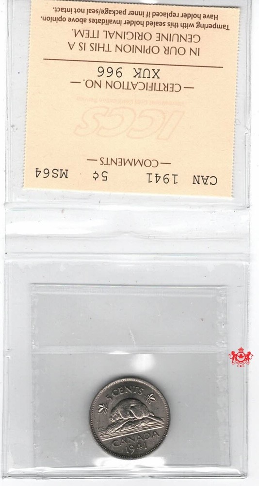 1941 Canada 5 Cents - ICCS MS64 - XUK 966
