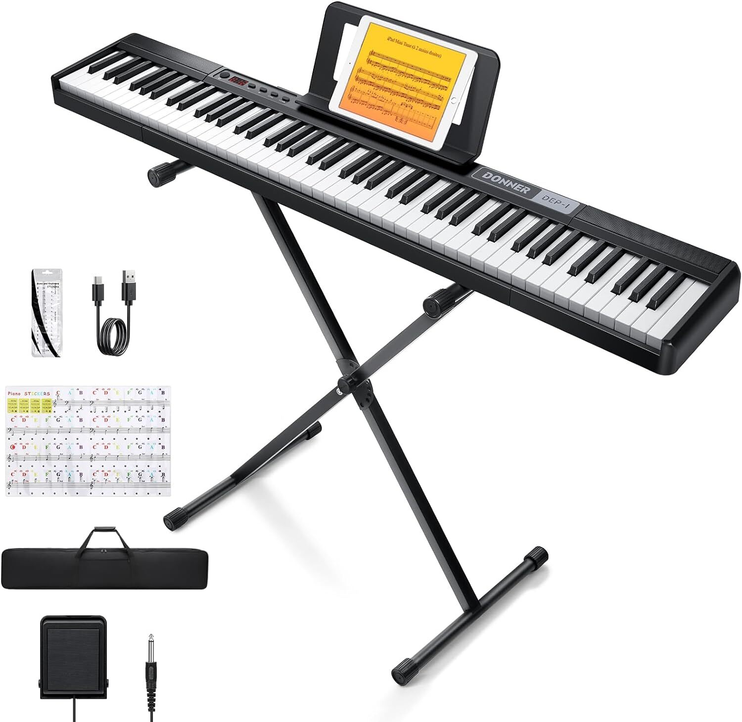 🎹 Donner DEP-1 Digital Piano Keyboard 88 Key + Stand Sustain Pedal Bag Portable