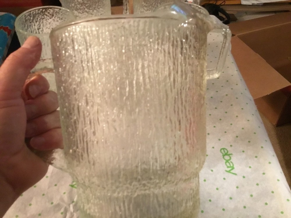 Glass pitcher and mug set