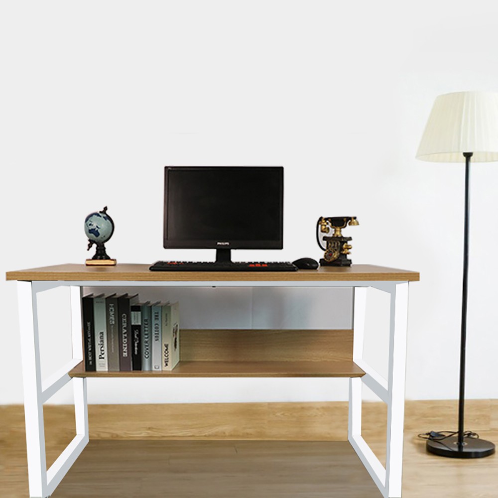 43" Modern Computer Desk Study Workstation with Storage Shelves for Home Office