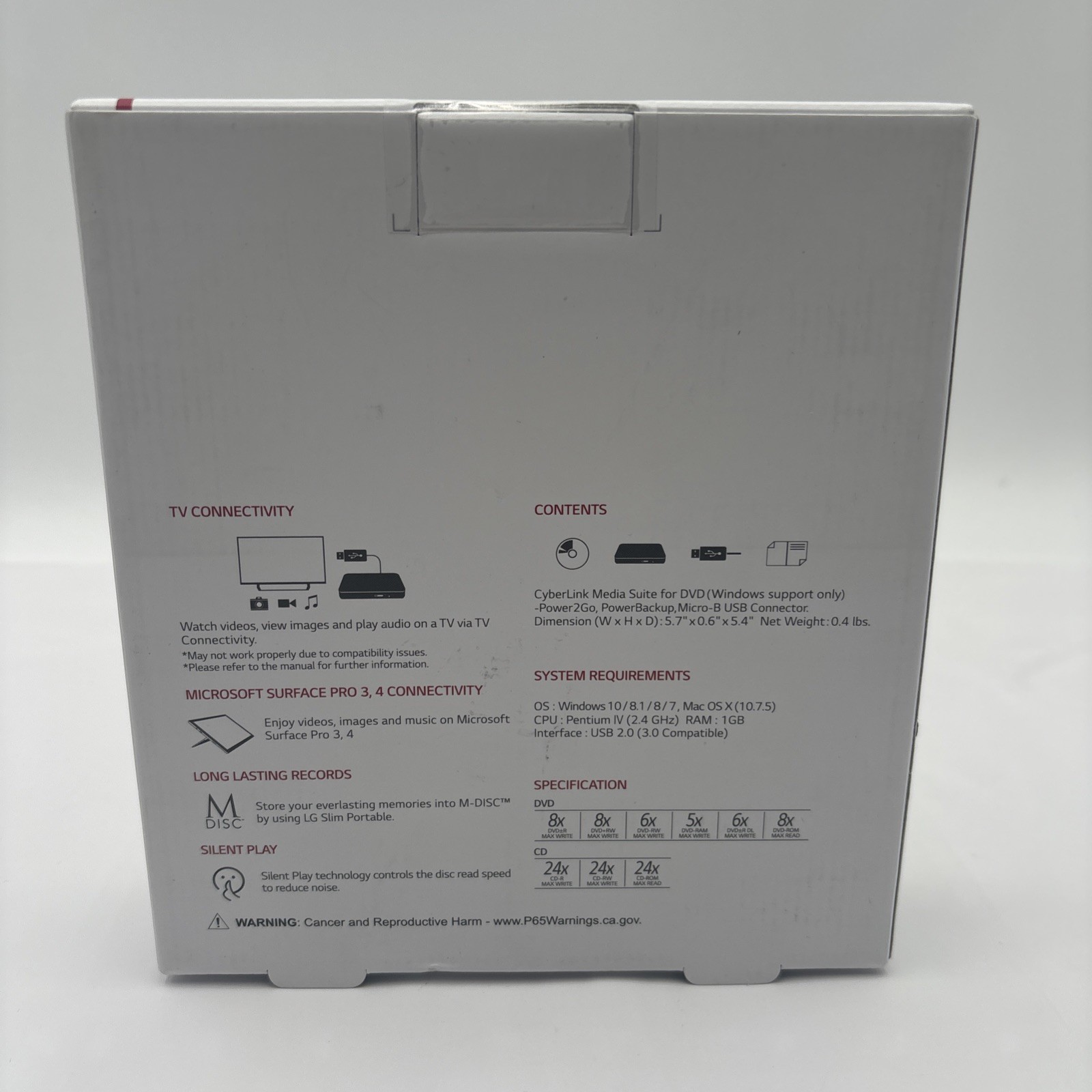 LG Ultra Slim Portable External DVD Writer - Black - New Sealed -Free Shipping