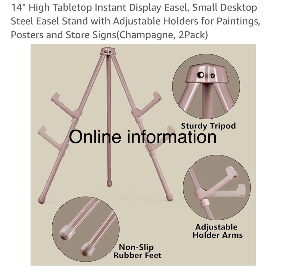 14" High Tabletop Instant Display Easel (Champagne,2Pack)