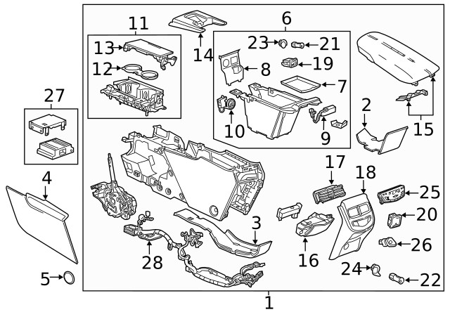 Genuine GM Console Compartment 20998428