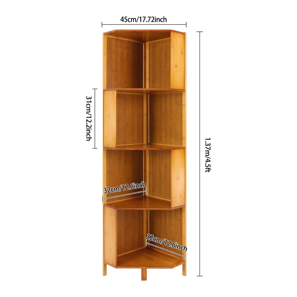 Rotating Bookshelf A-Shape Corner Bookcase Storage Freestanding Display Rack