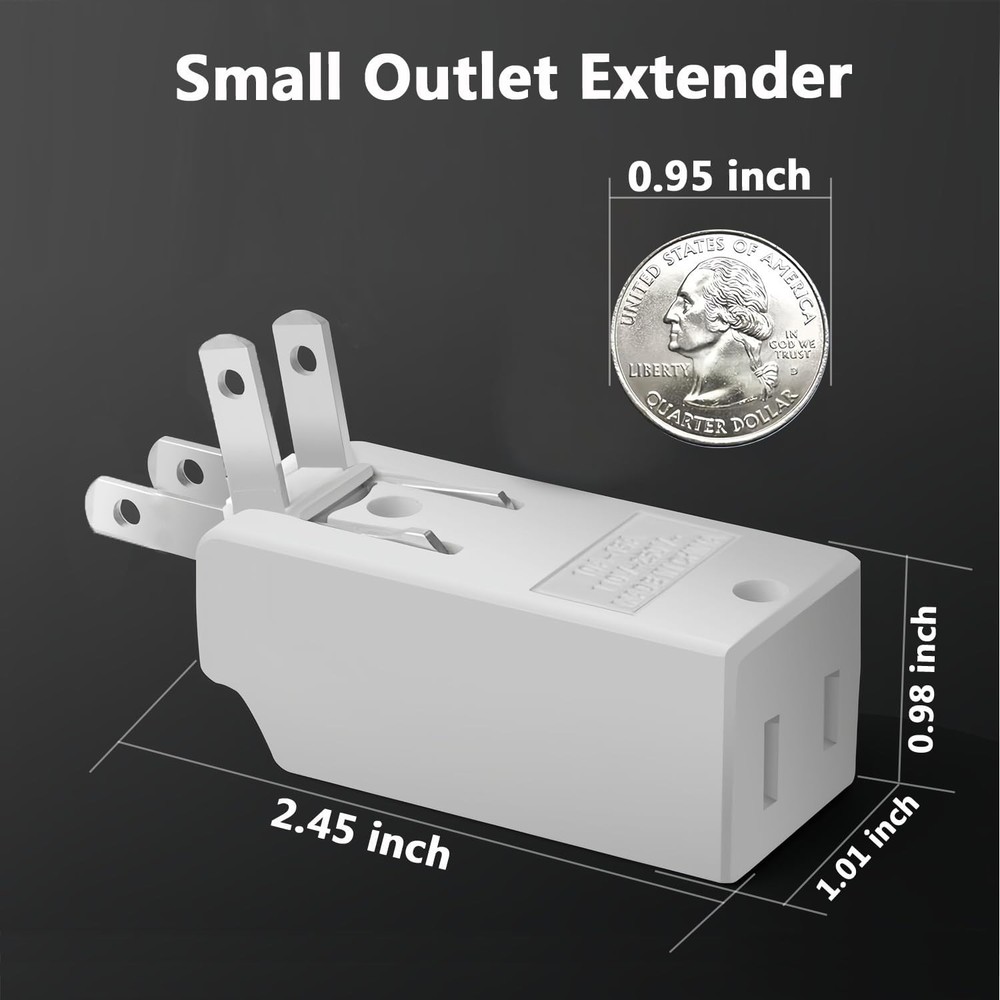 4 Pack Mini Indoor Wall Tap Plug, AC Flat Plug Adapter Outlet Extender