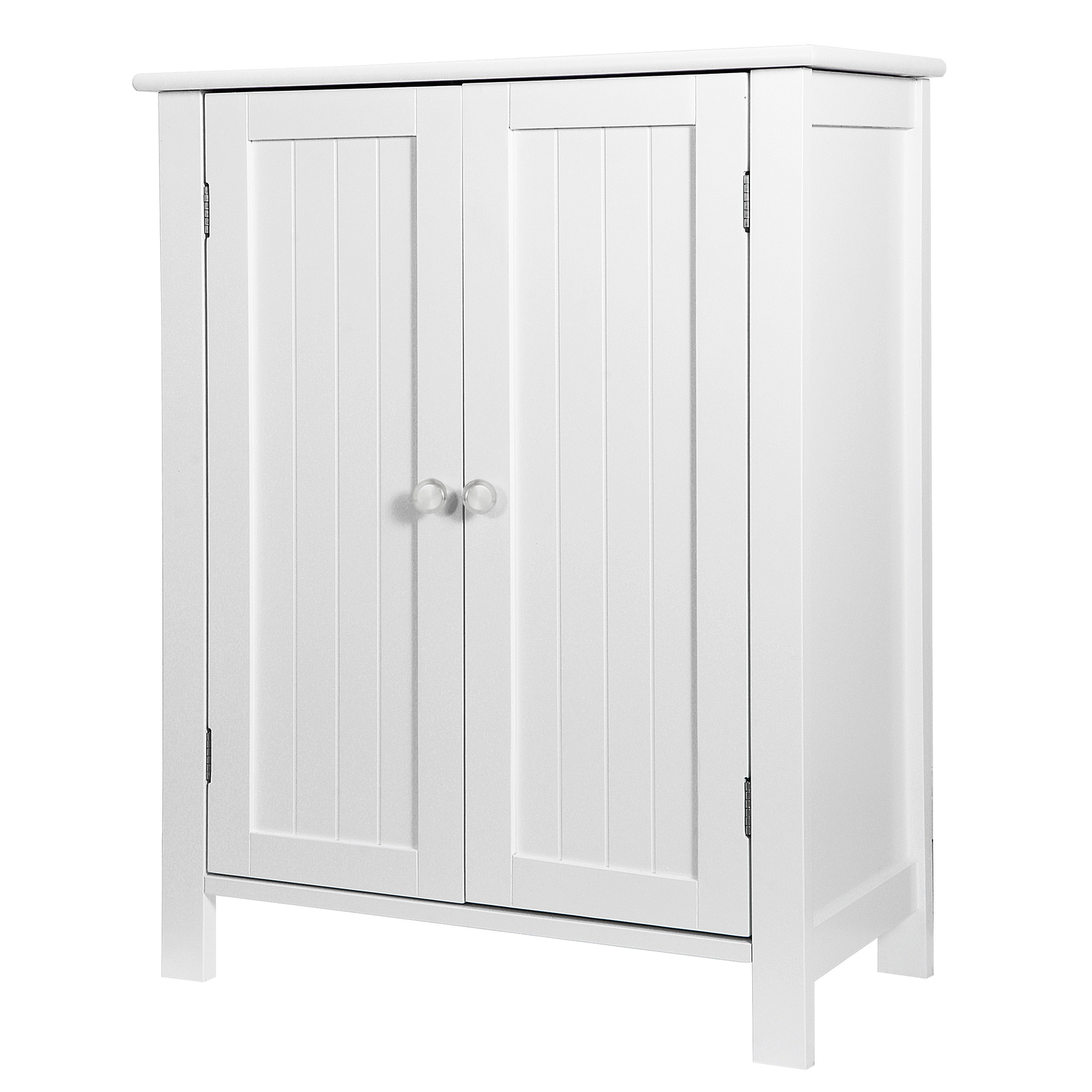 White Wooden Bathroom Floor Cabinet Storage Cupboard 3 Shelves Free Standing