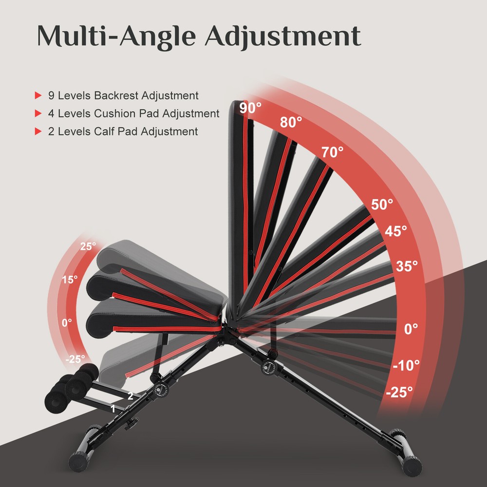 Adjustable Foldable Weight Bench Full Body Gym Strength Training Workout Bench
