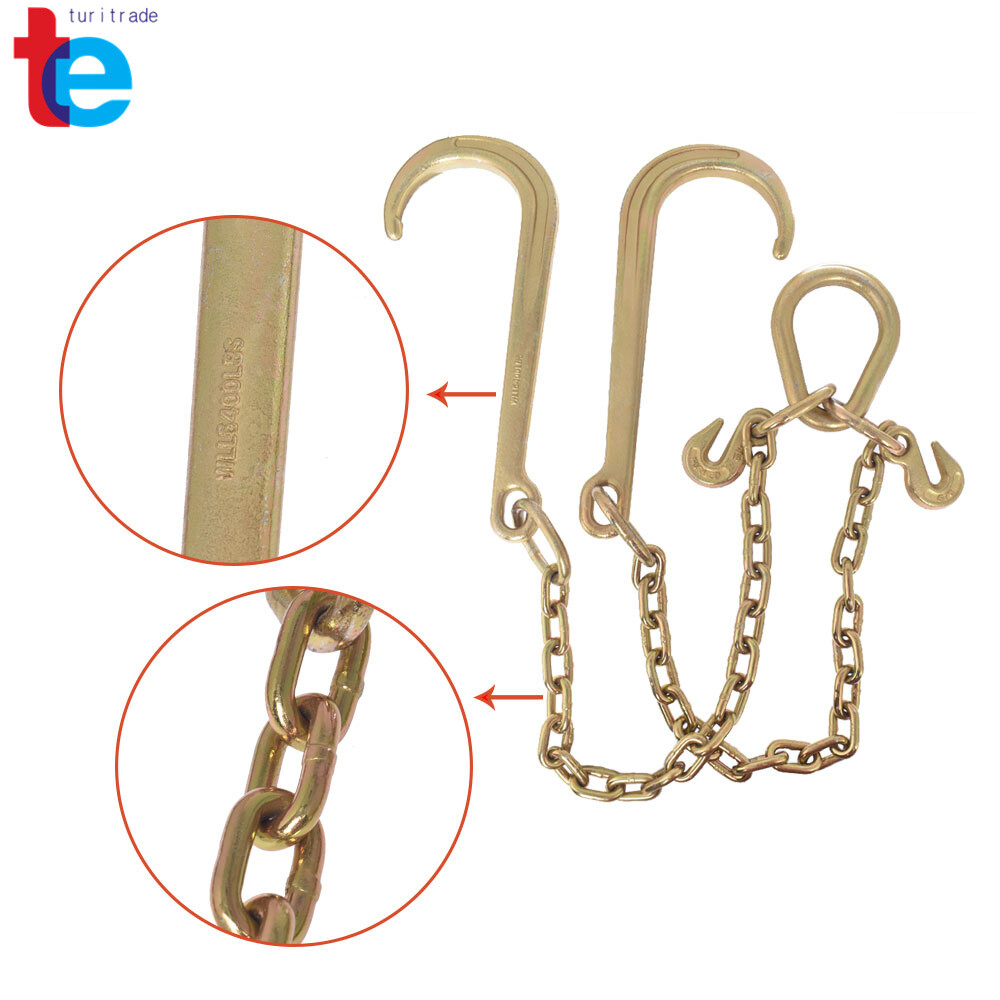Tow Chain J-Hooks V-Chain Flatbed Truck Rollback Wrecker Carrier 5/16" X 2' G70