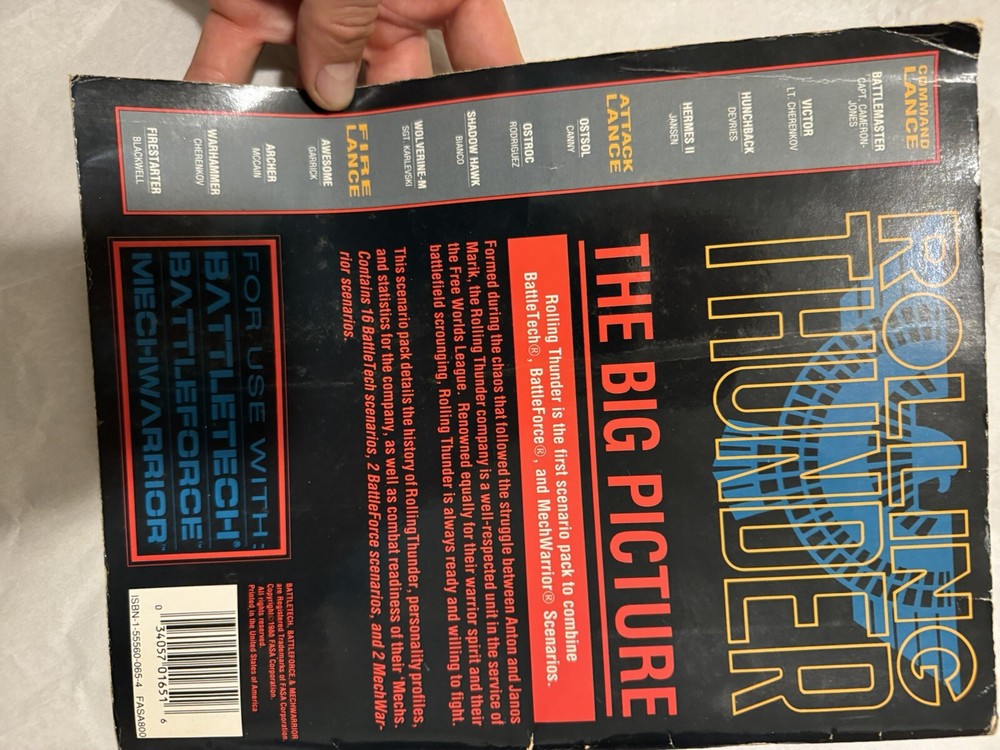 Battletech Rolling Thunder 1988 FASA PB Manual Book Module 1651