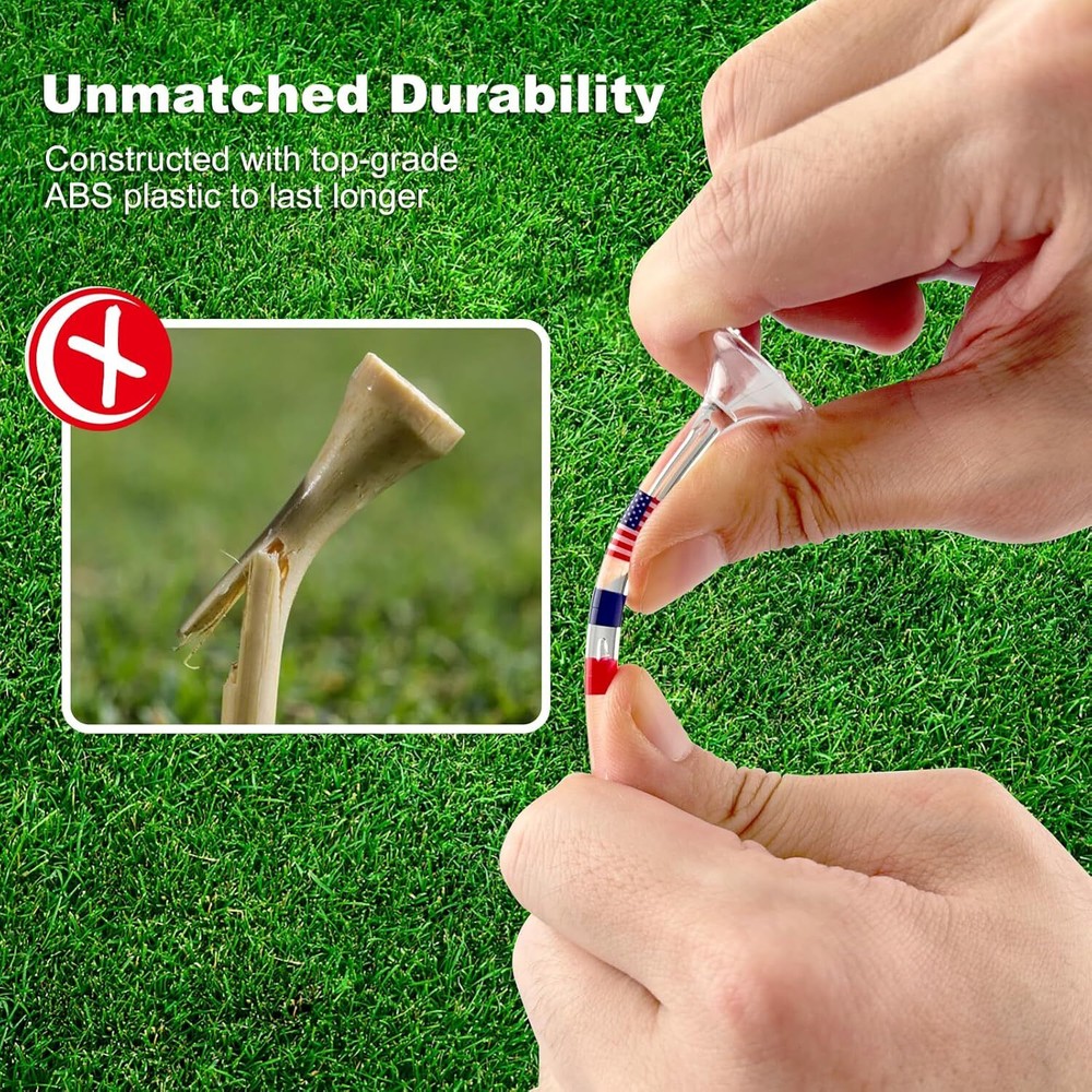 Premium Golf Tees, 3 1/4'' Unbreakable Transparent Plastic plastid