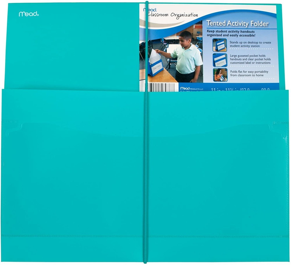 Mead Student  ActivityHandout Tented Activity Folder Desktop Dispenser Teal