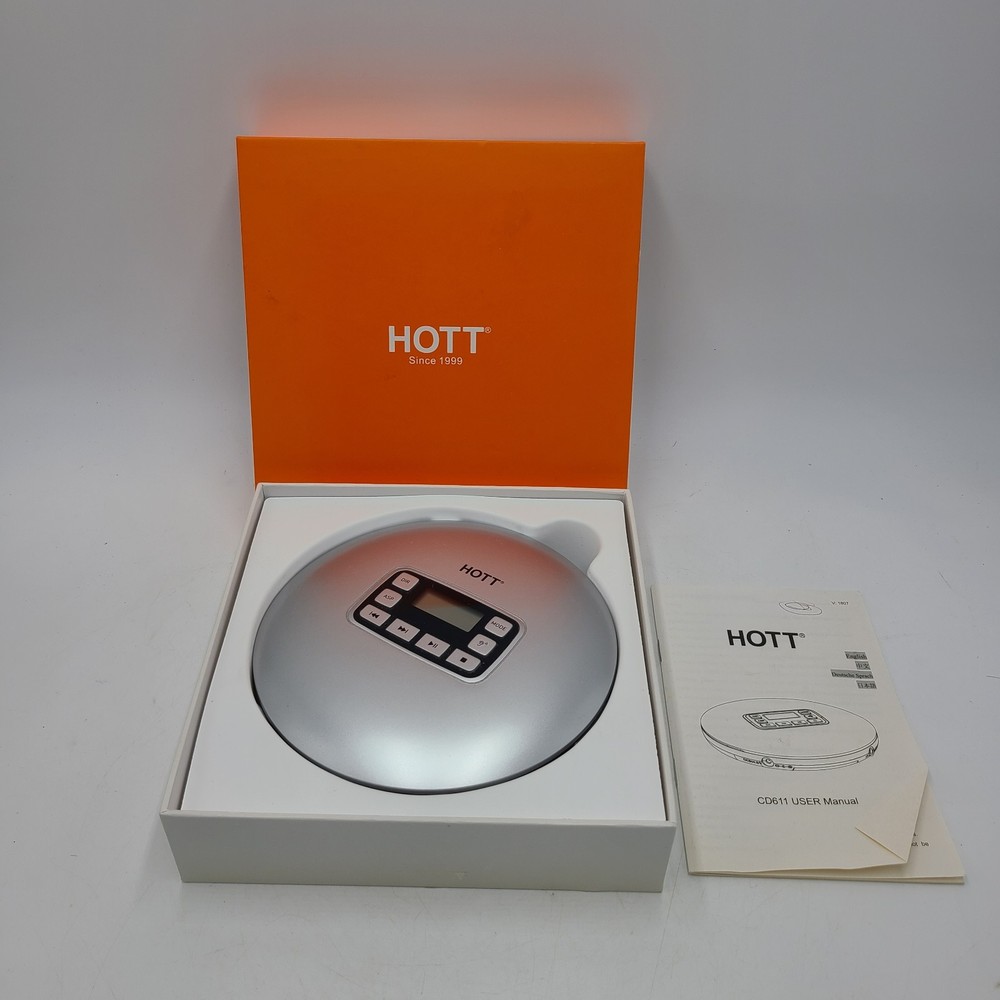 HOTT CD611 Gray Portable Bluetooth CD Player in box Tested Works