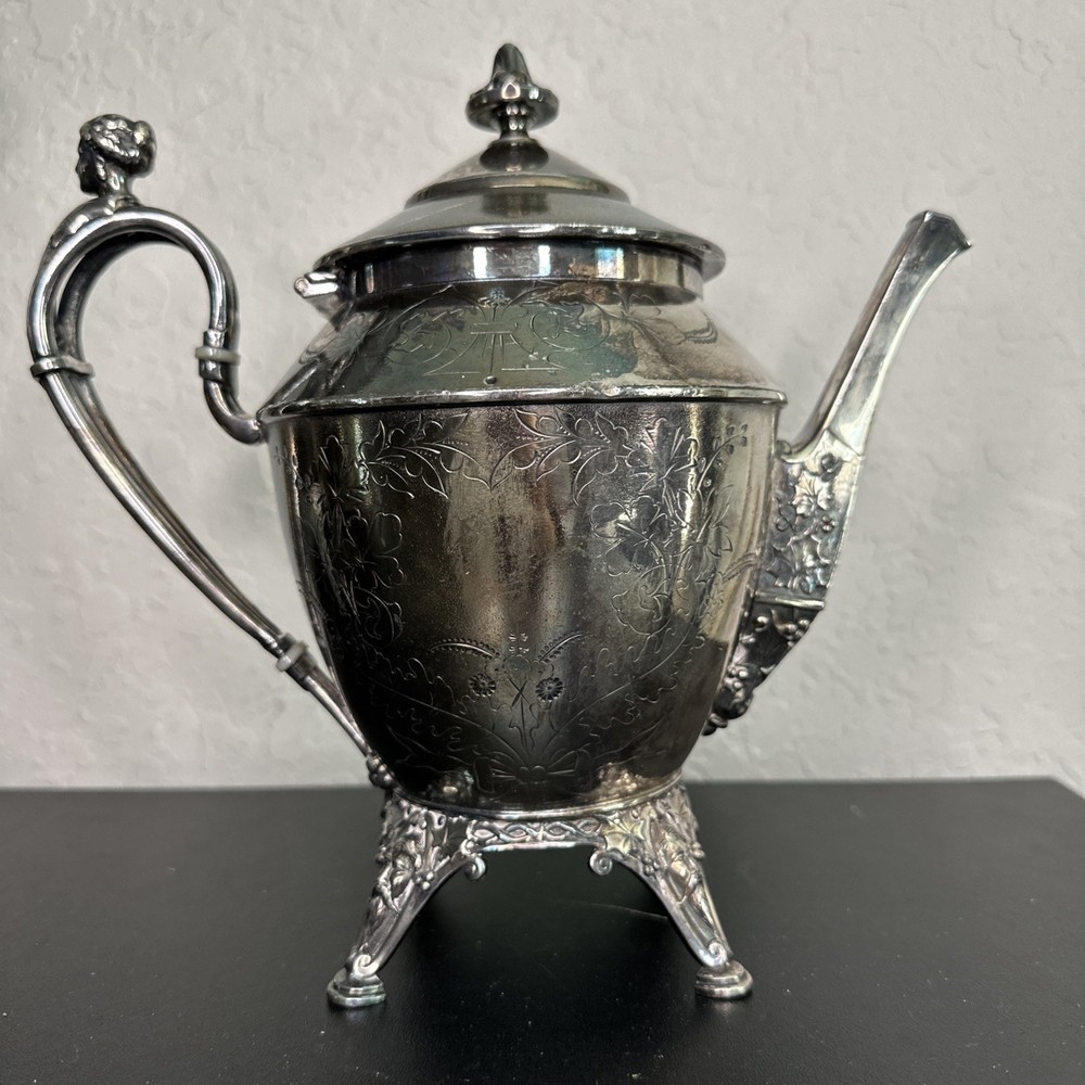 ROGERS SMITH CONNECTICUT  1887 SILVER-PLATE TEAPOT Server Antique Victorian