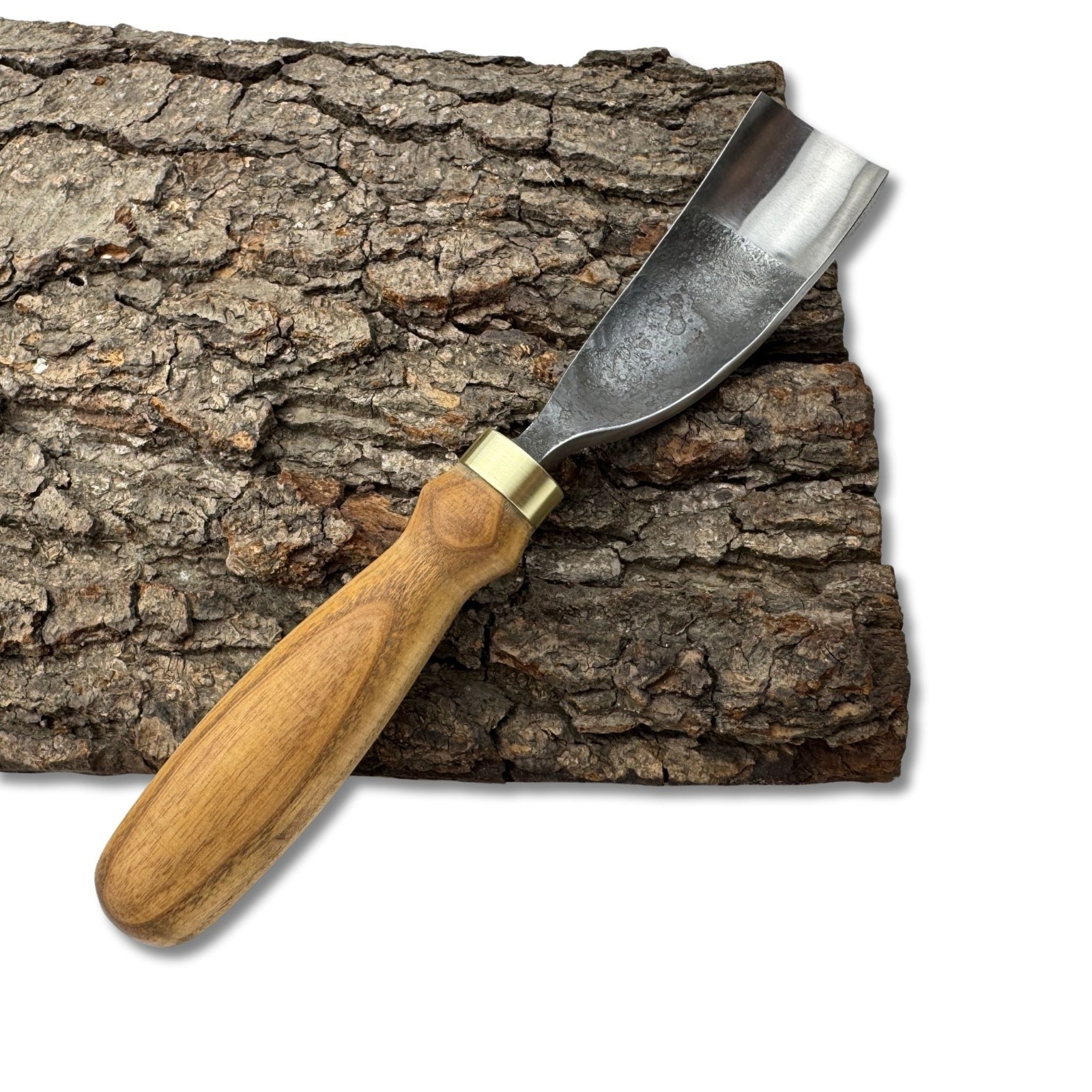 Bent Gouge – 52100 Steel Blade, Ash Handle, Custom Size, Spoon & Bowl Carving