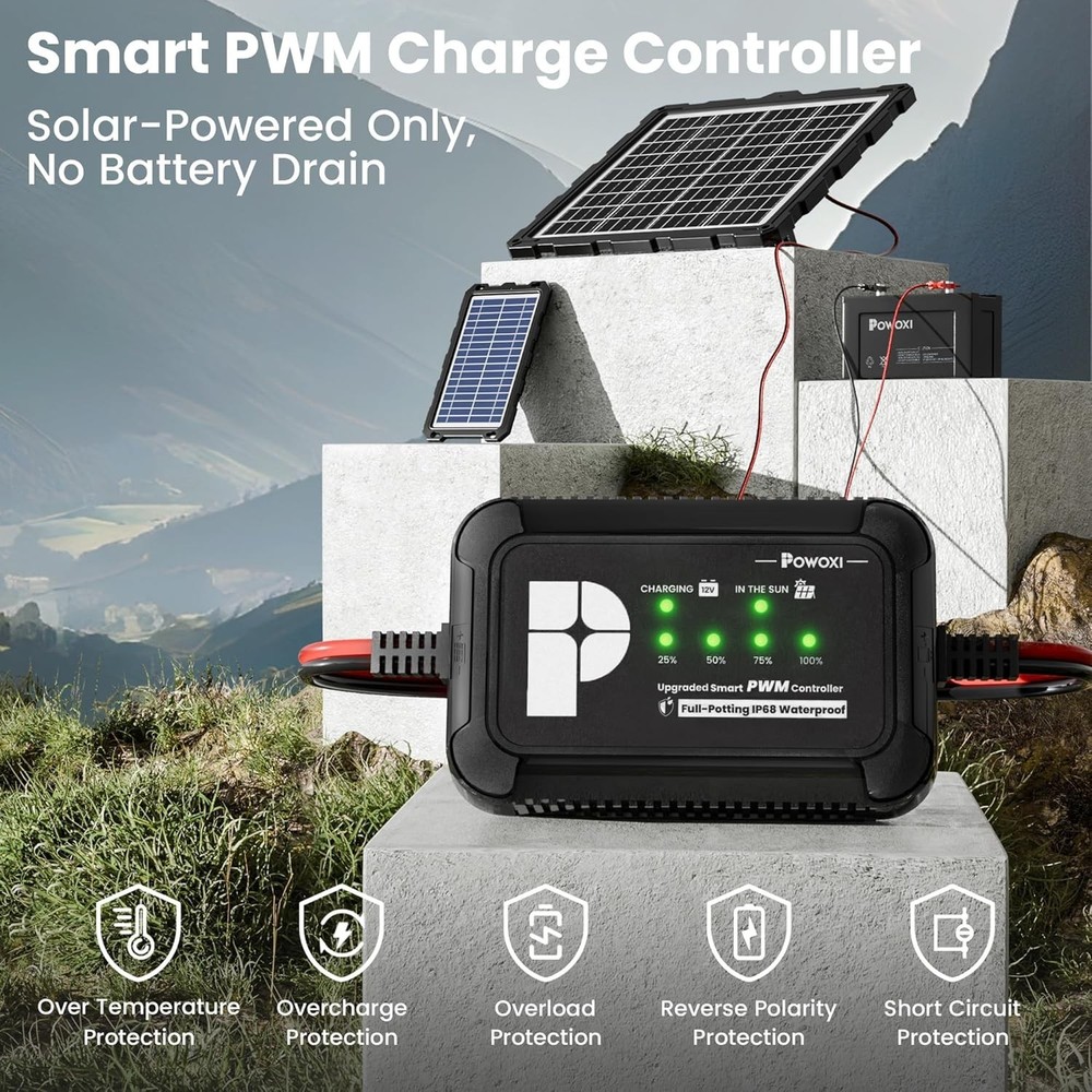 Compact Solar Charge Controller (10A) with Overcharge Protection and LED Status
