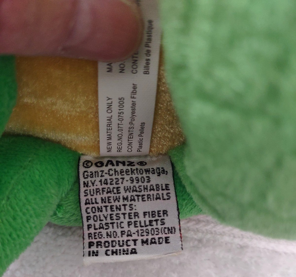 Ganz Webkinz Plush Green Turtle 10" No Code