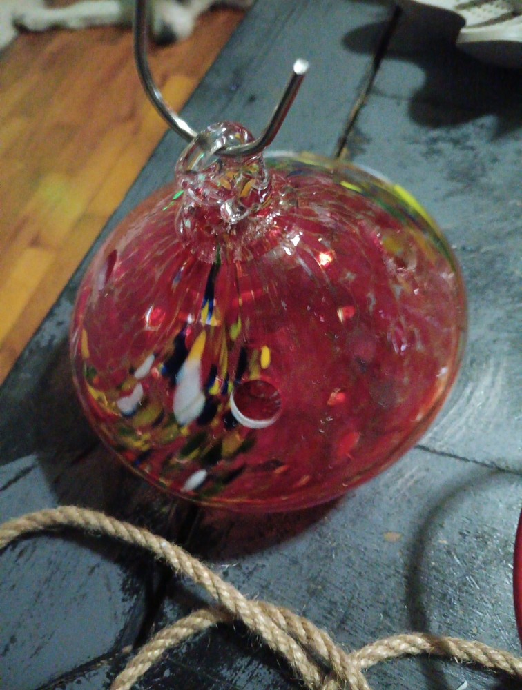 Blown Glass Window Hummingbird Feeder