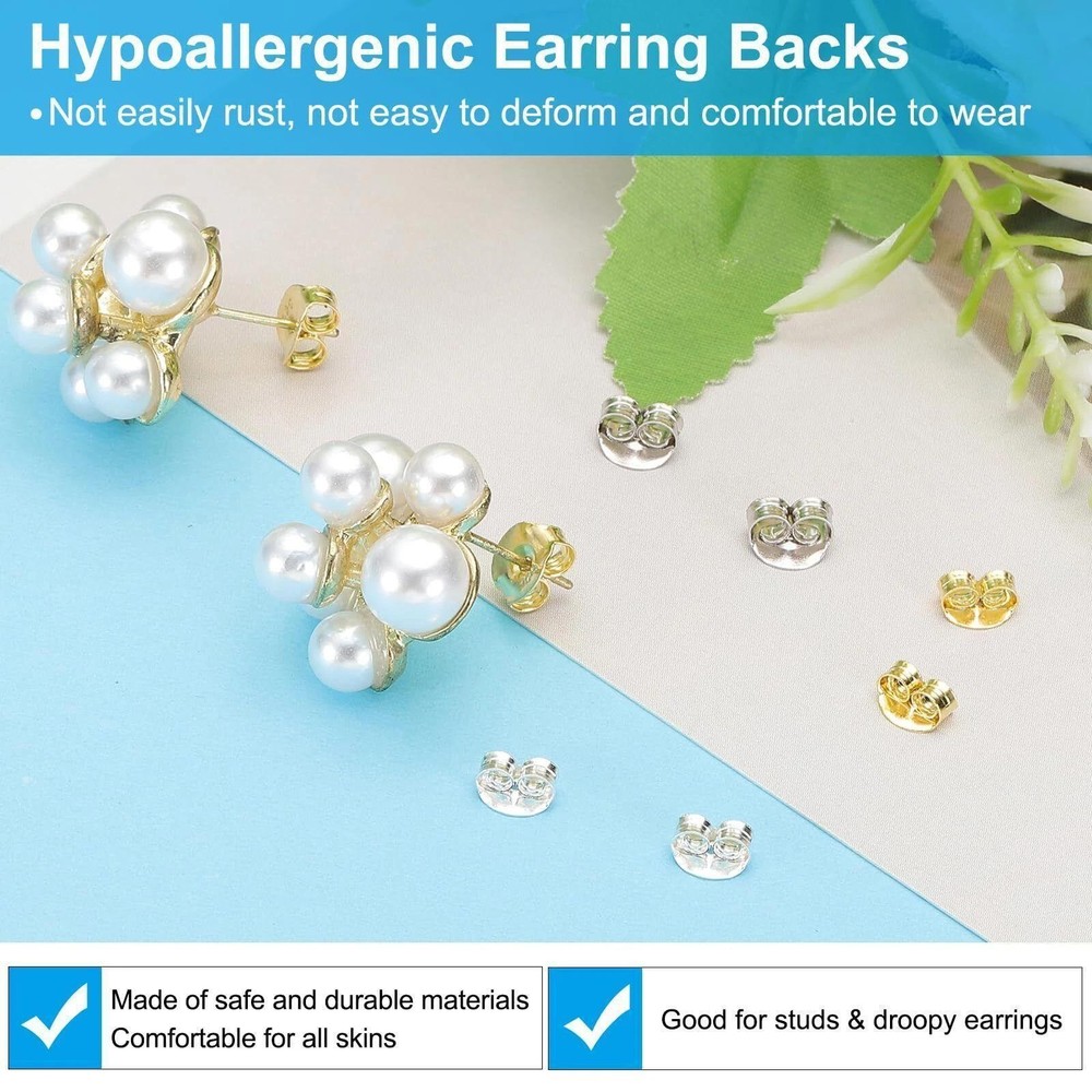 6 Pcs Earring Backs, 14k Gold Locking Earring Backs Replacements, | Ebay