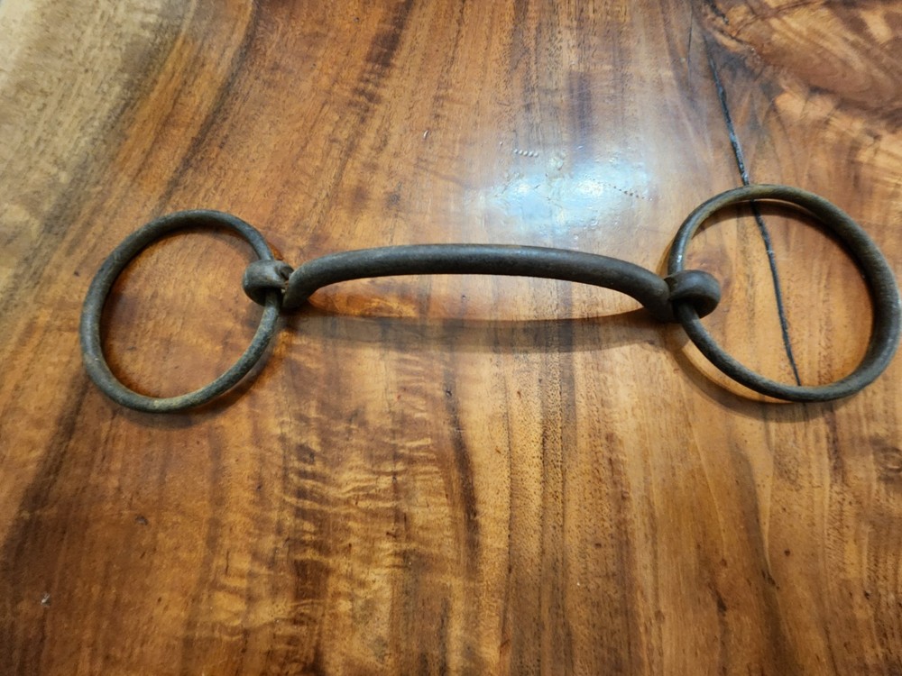 Antique Rustic Iron Loose Ring Straight Bar Mullen Snaffle Bit