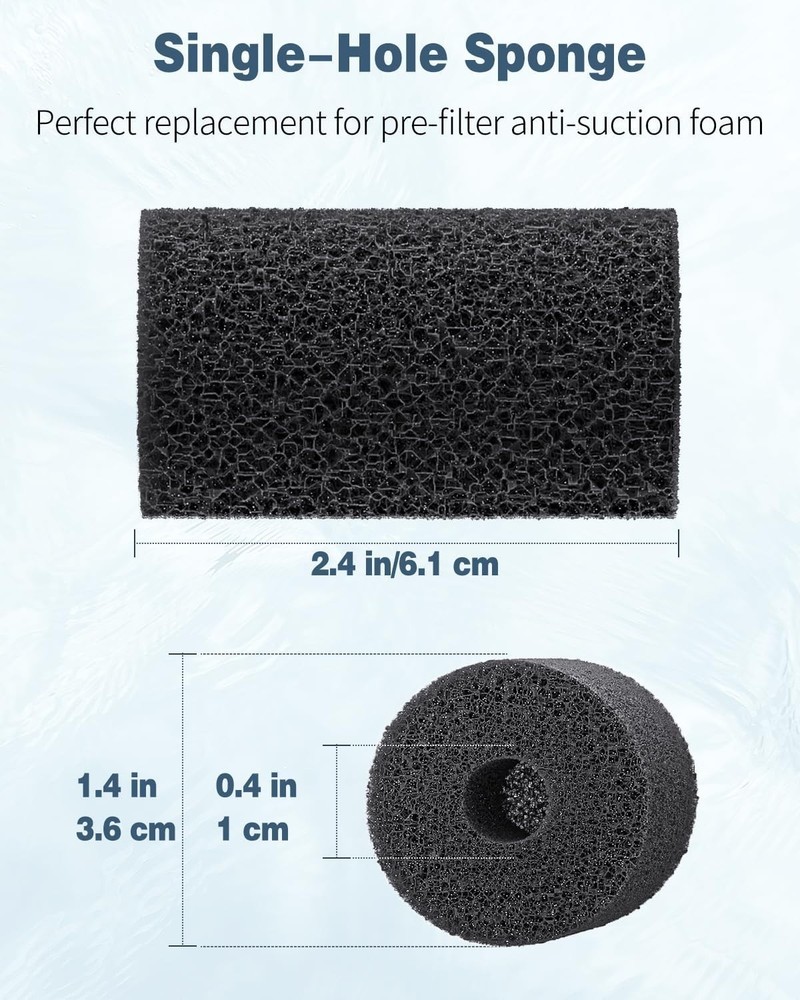 6 Pack Pre-Filter Sponge, Aquarium Filter Sponge 0.8" Intake Sponge Foam Roll