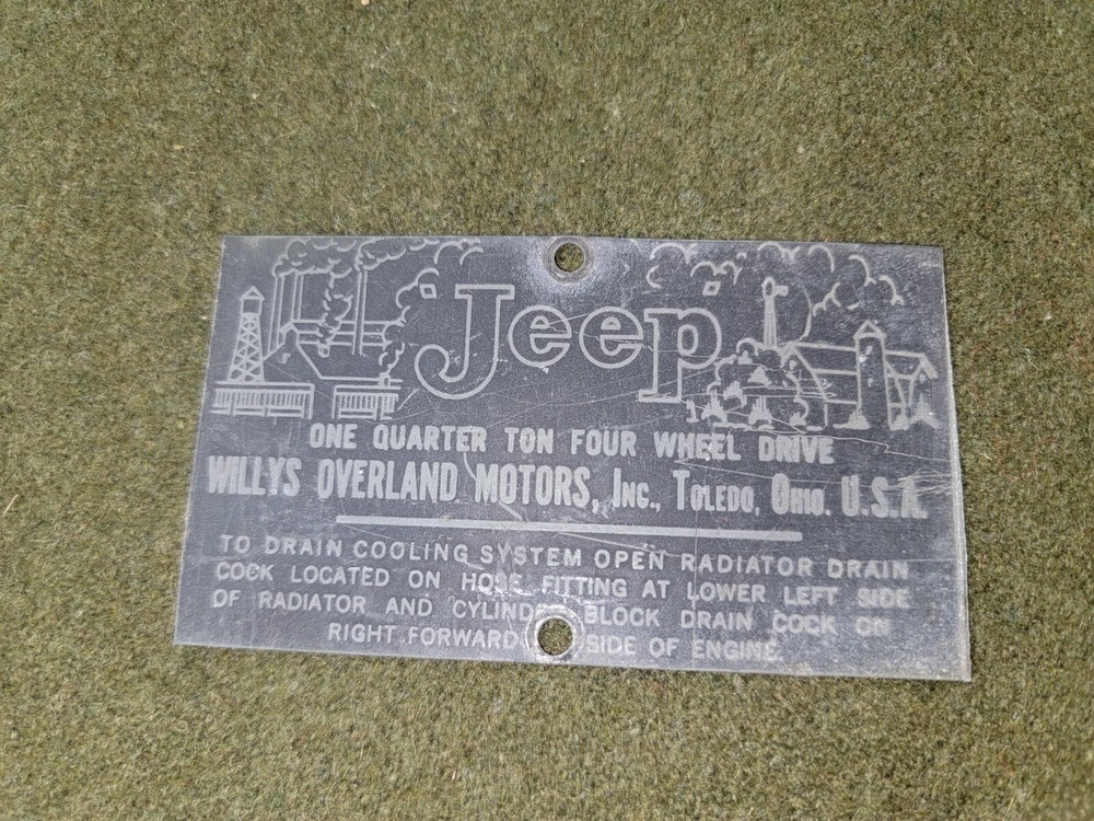 WWII Jeep Data Plate