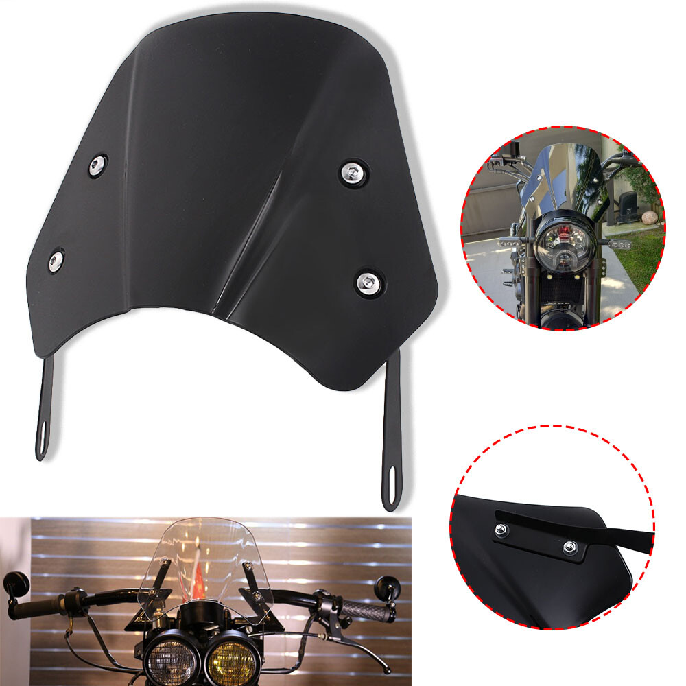5"-7" Motorcycle Black Universal Headlight Fairing Windshield Windscreen Shield
