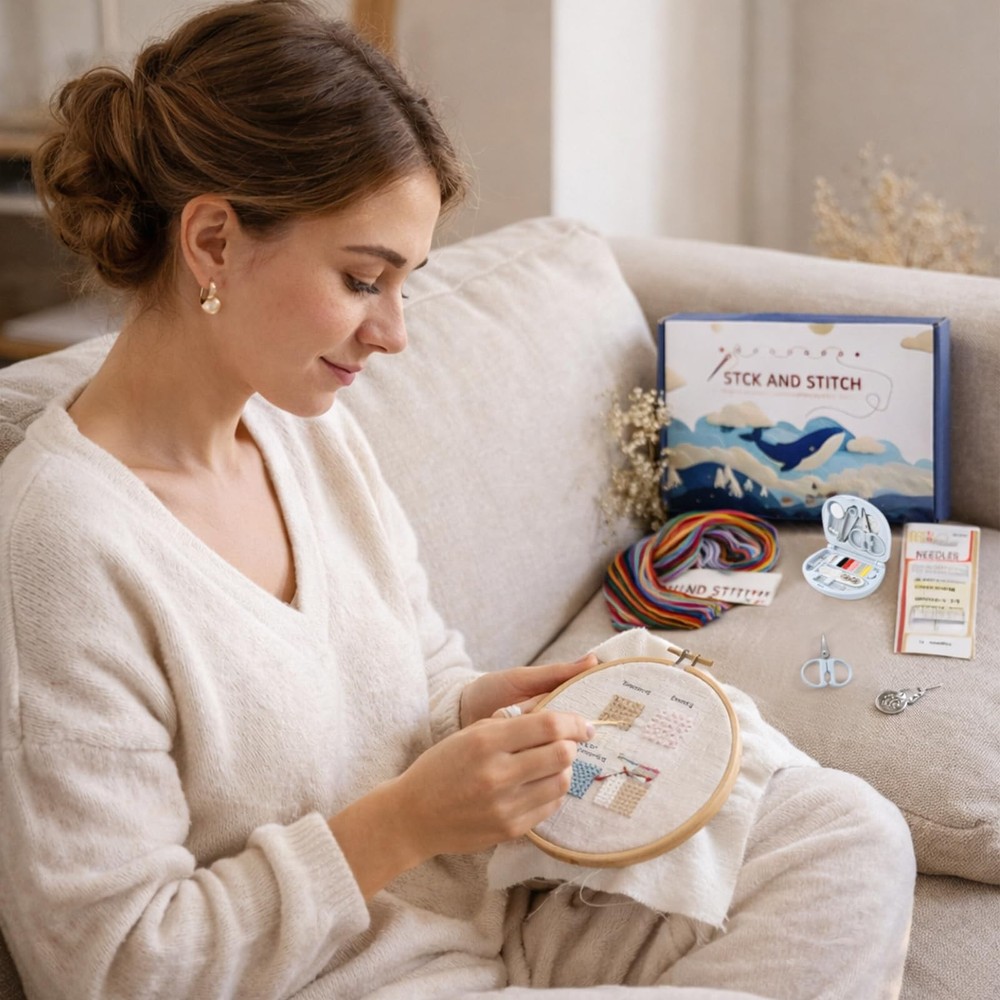 Embroidery Stitch Book Kit, Complete Medium, Multicolor