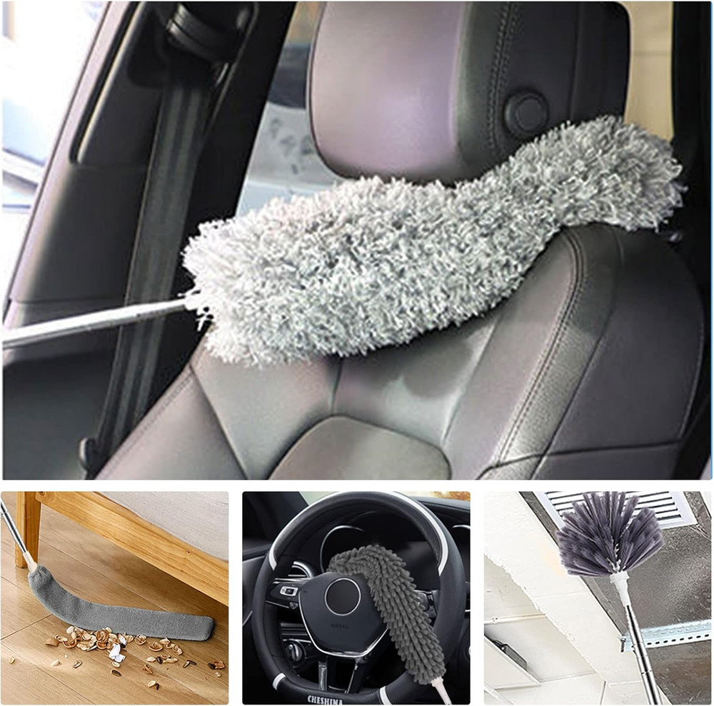 Microfiber Feather Duster 5-In-1 Kit, Dusters for Cleaning, Duster with Exten...