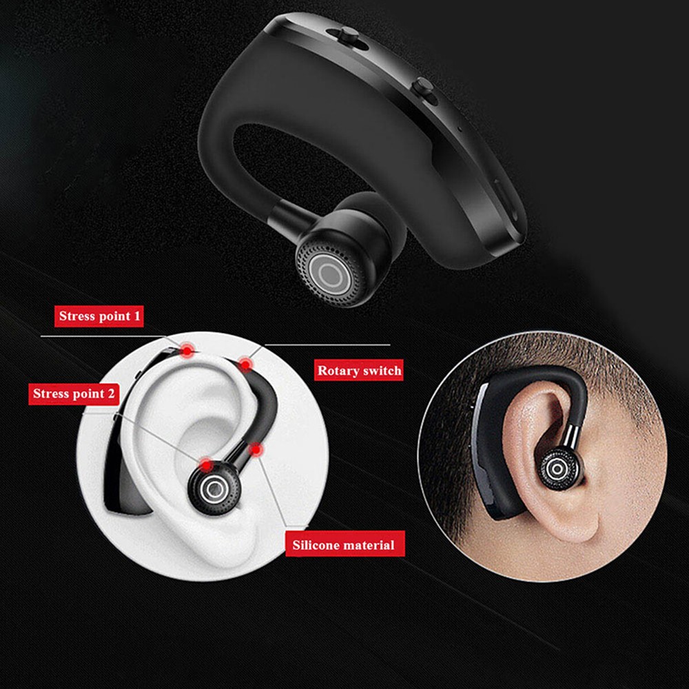 Wireless Bluetooth 5.2 Earpiece Driving Trucker Headset Earbuds Noise Cancelling