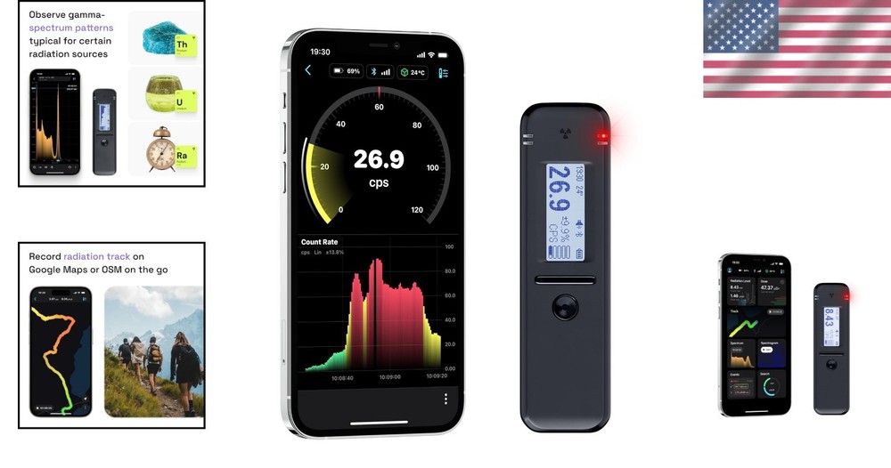 Compact Smart Geiger Counter - Isotope Detection with Real-Time Mapping Features
