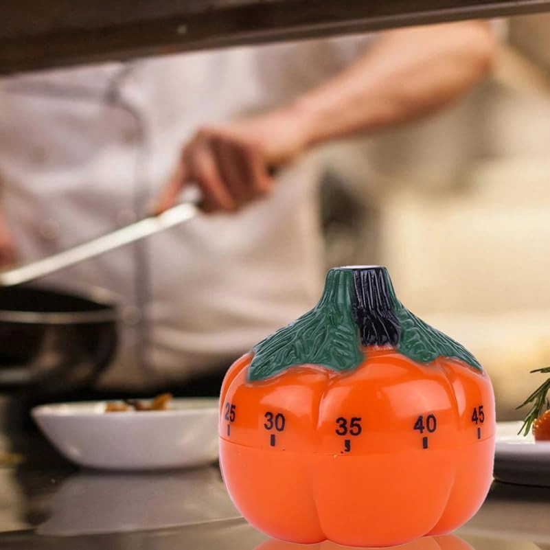 Pumpkin Timer - Cute Mechanical Kitchen Decora for Cooking and Baking 60-Minute