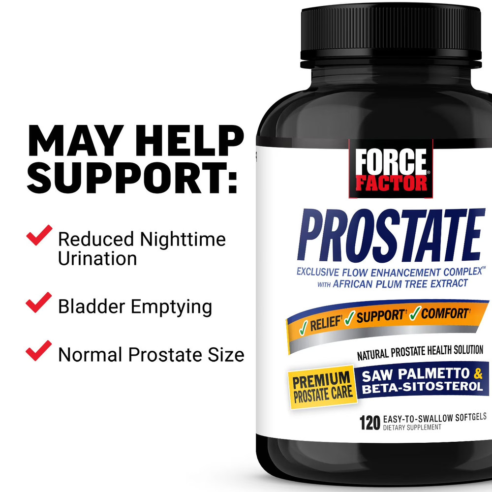 Force Factor Prostate Support Supplement Softgels for Men 120 Count