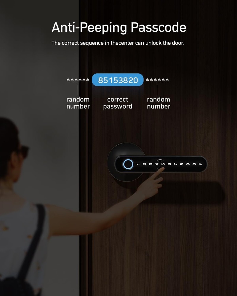 Fingerprint Smart Door Lock with Handle & Keypad Remote Access Bluetooth APP