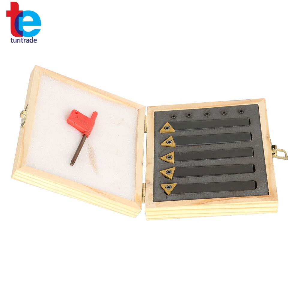 5Pcs 1/2" Carbide Indexable Turning Tool Lathe Tool Bit With Carbide Inserts