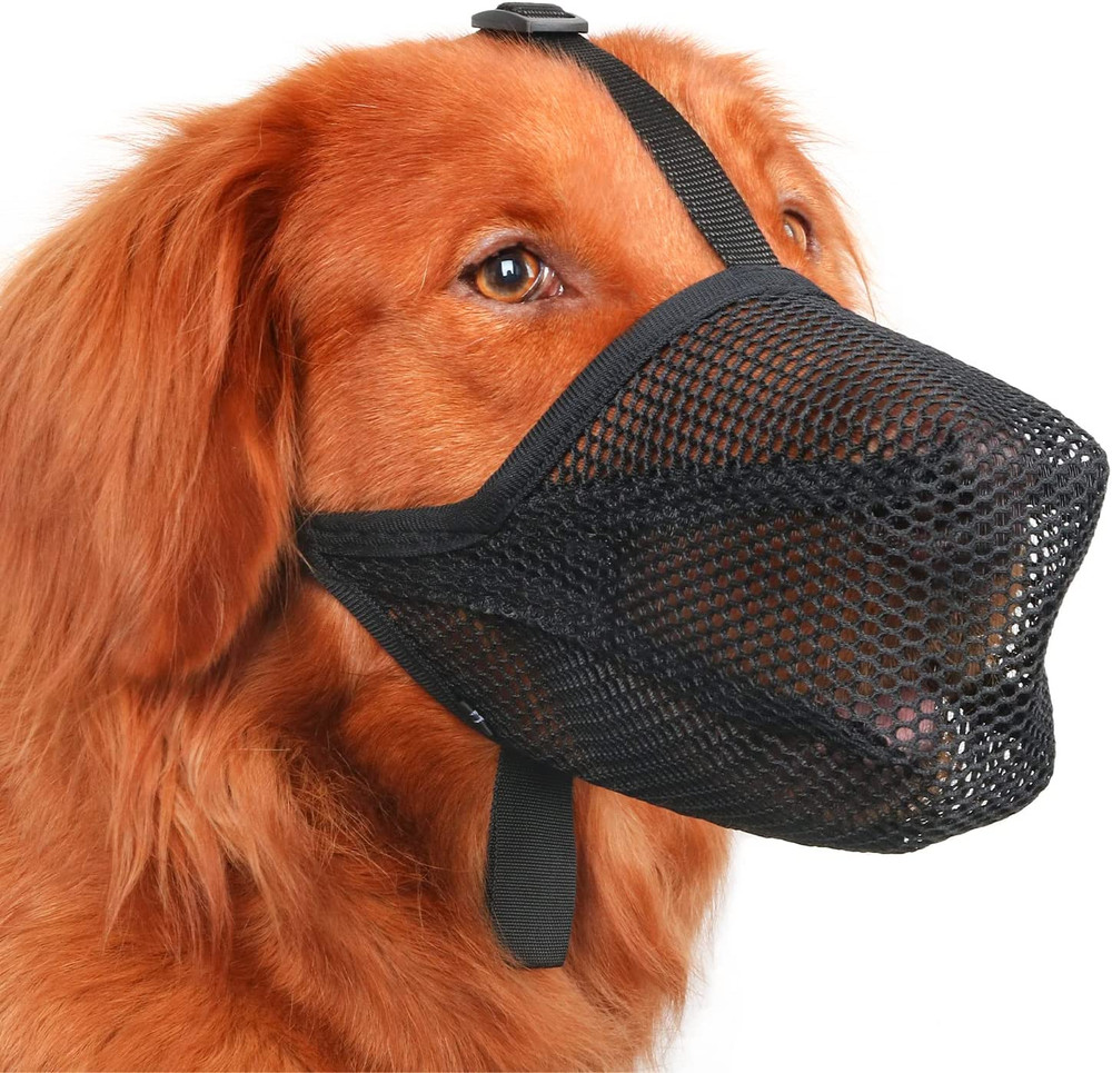 Dog Muzzle, Patented Soft Mesh Muzzle for Small Medium Large Dogs for Scavenging