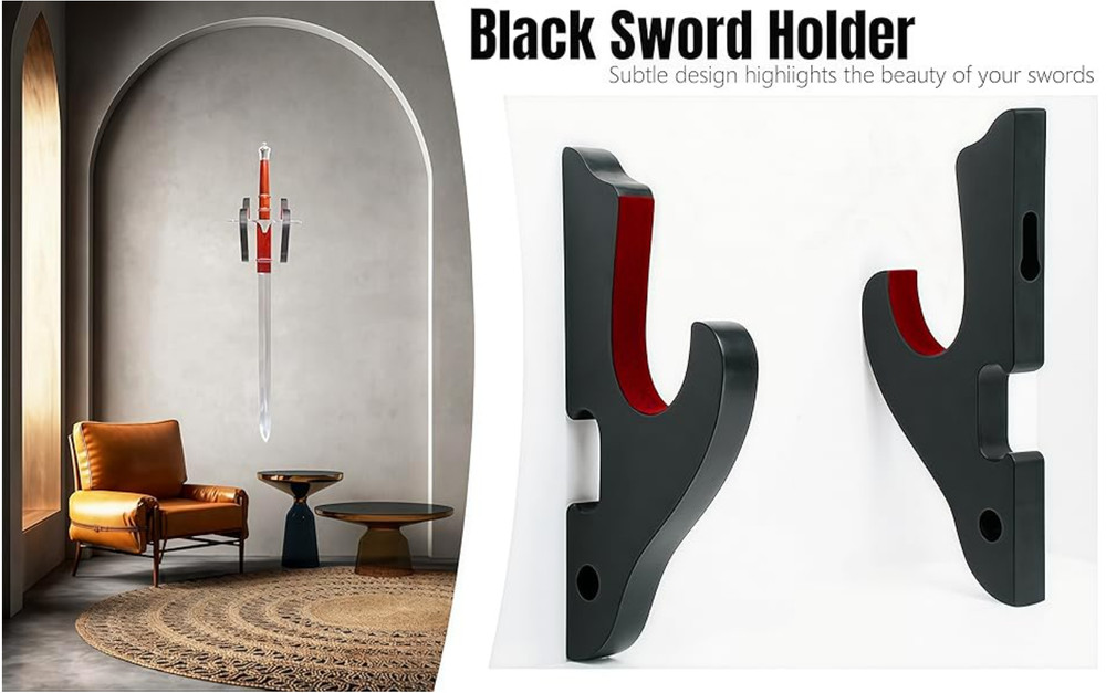 2/Set Sword Hook Wall Mount Samurai Sword Hanger Display Holder Adjustable for..