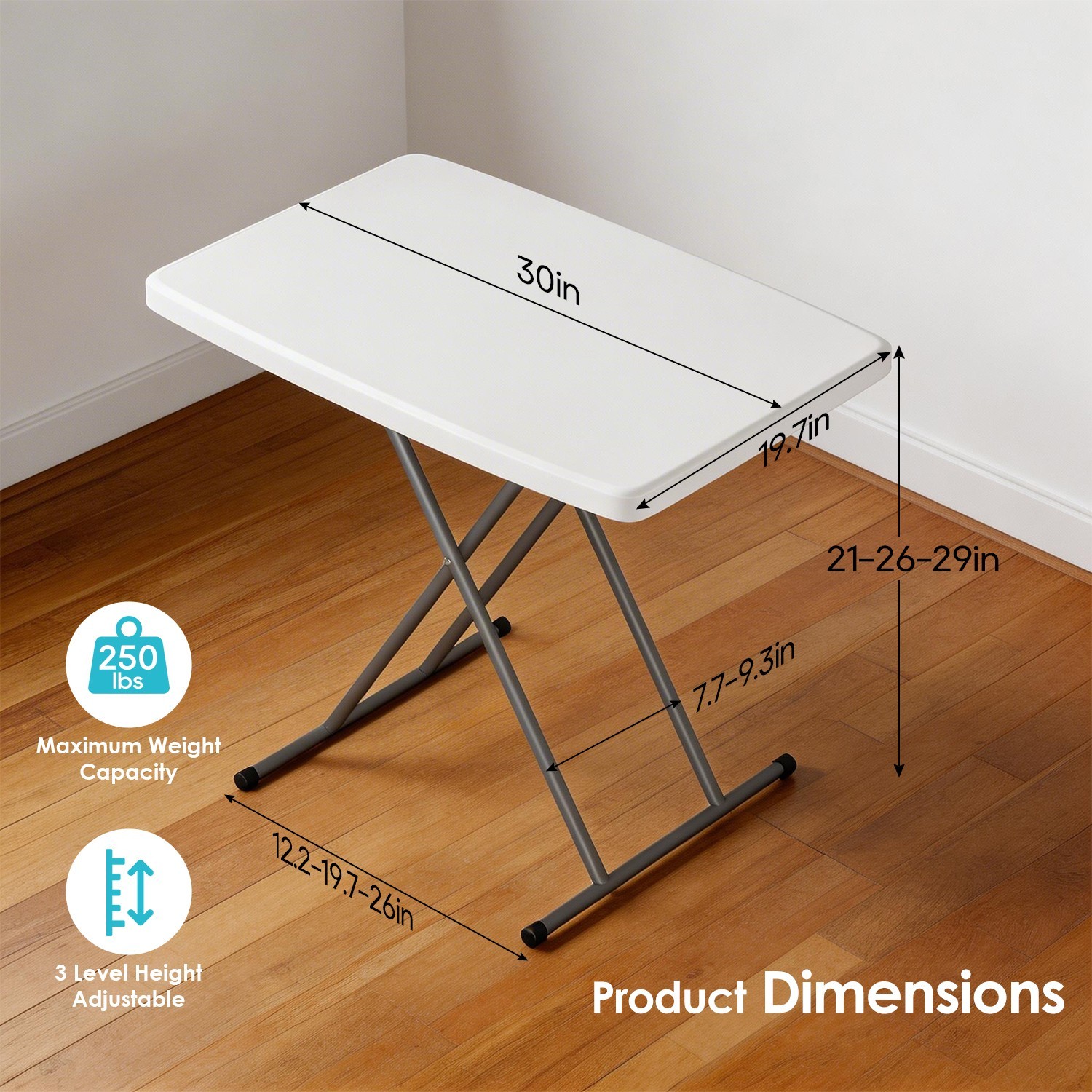 30 Inch Folding Table, Utility Foldable Table for Small Spaces,Small Desk Adjust