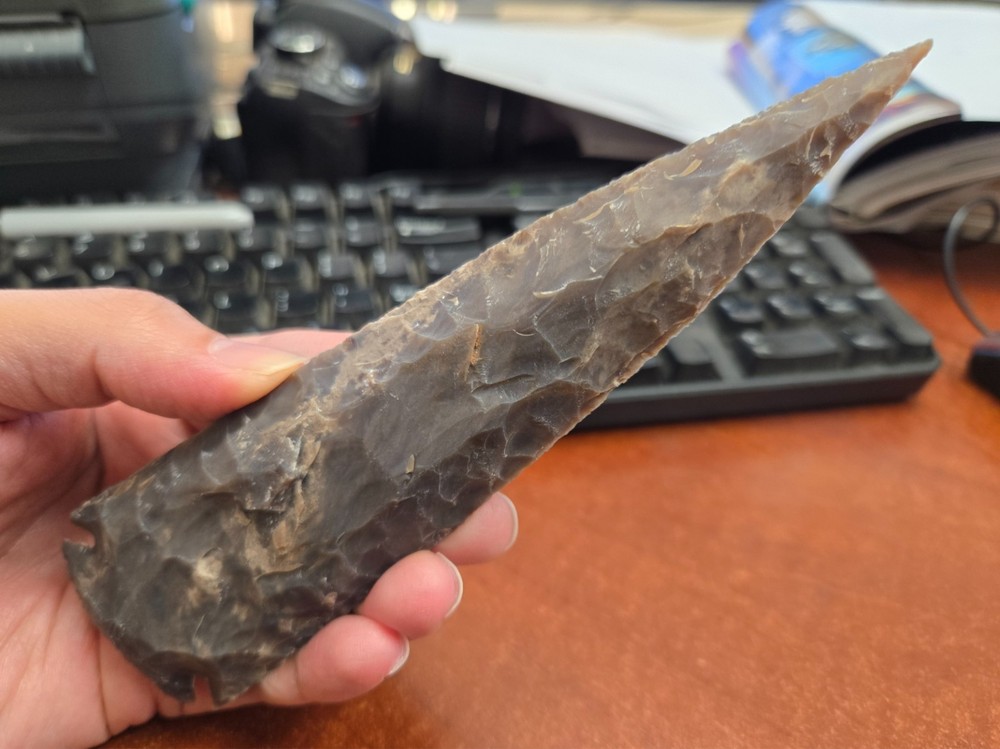 AGATE STONE SPEARHEAD ARROWHEAD POINT MEDIEVAL 6" - 6 1/2"