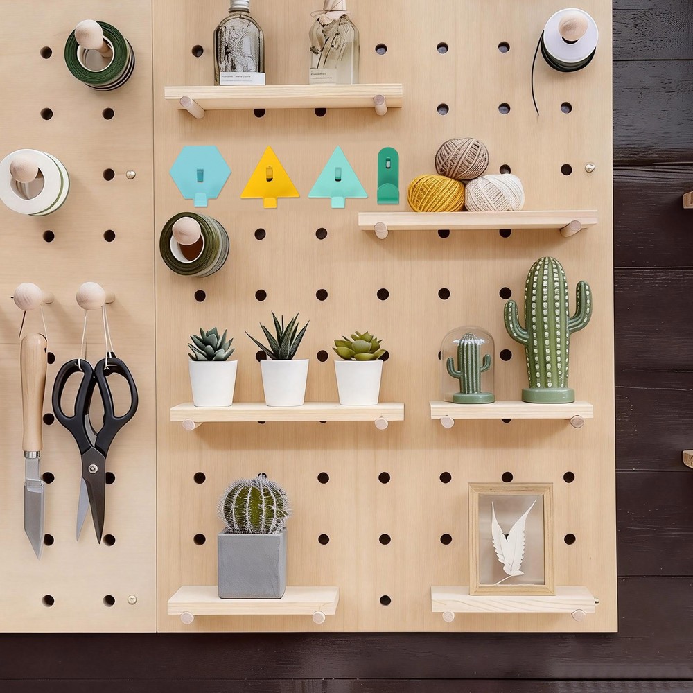 20Pcs PegBoard Hooks, 1.6" Triangle Study Peg Hooks for Wall Organizer, White