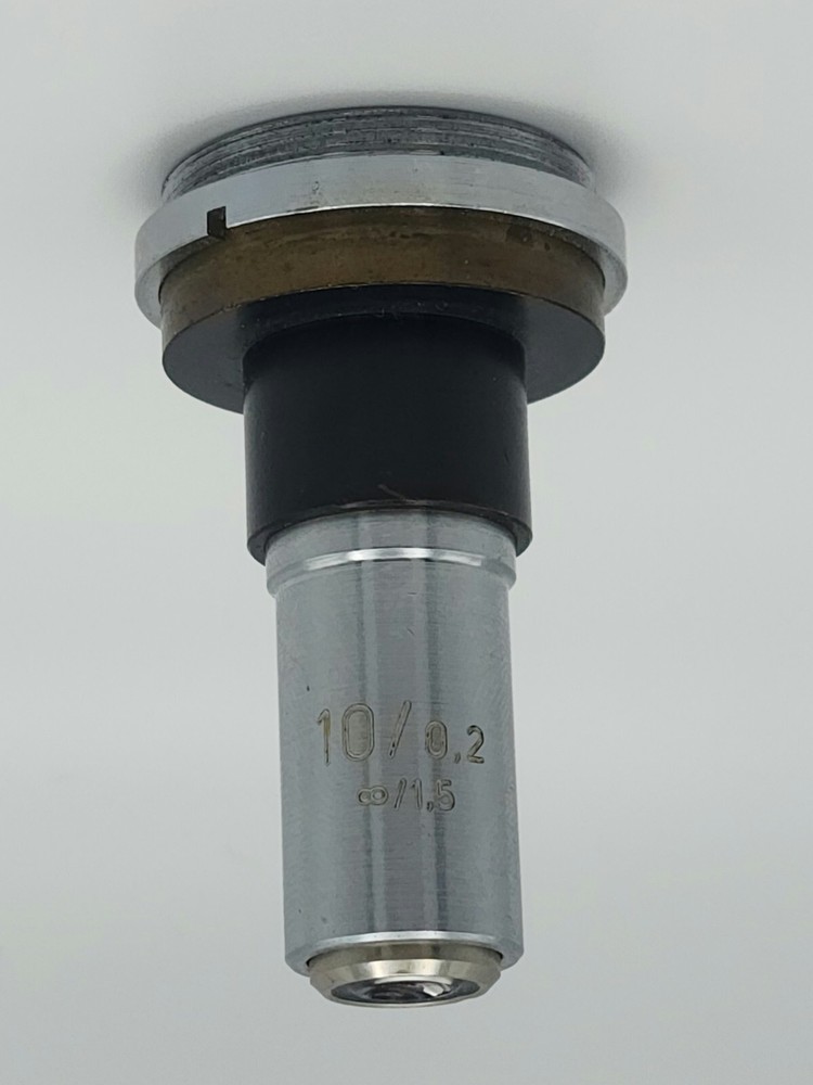 MICROSCOPE OBJECTIVE CARL ZEISS 10 / 0.2 GERMANY OPTICS