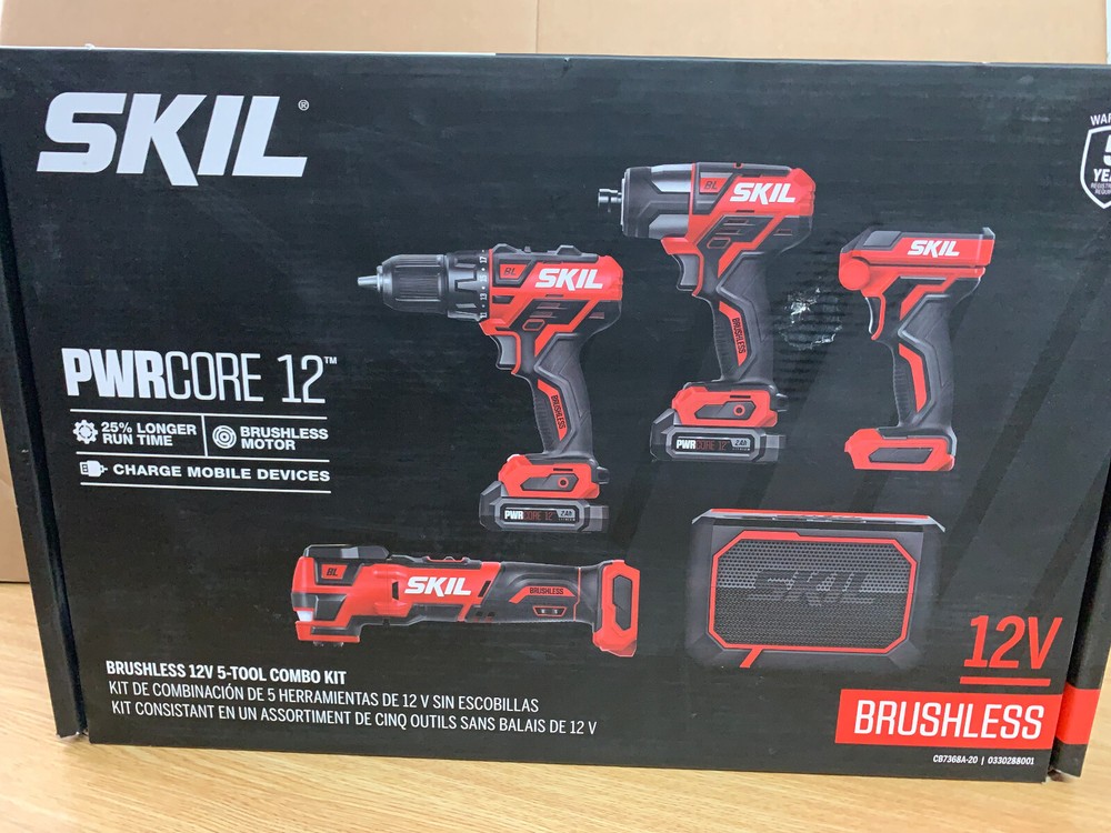 SKIL PWR CORE 12 5-Tool 12V Brushless Power Tool Combo Kit Case